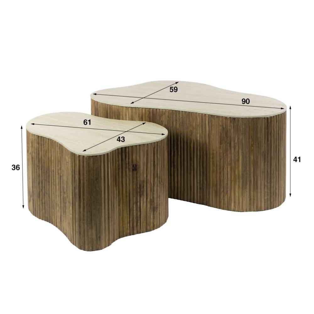 Designercouchtische Nongo 41 cm hoch in organischer Form (zweiteilig)