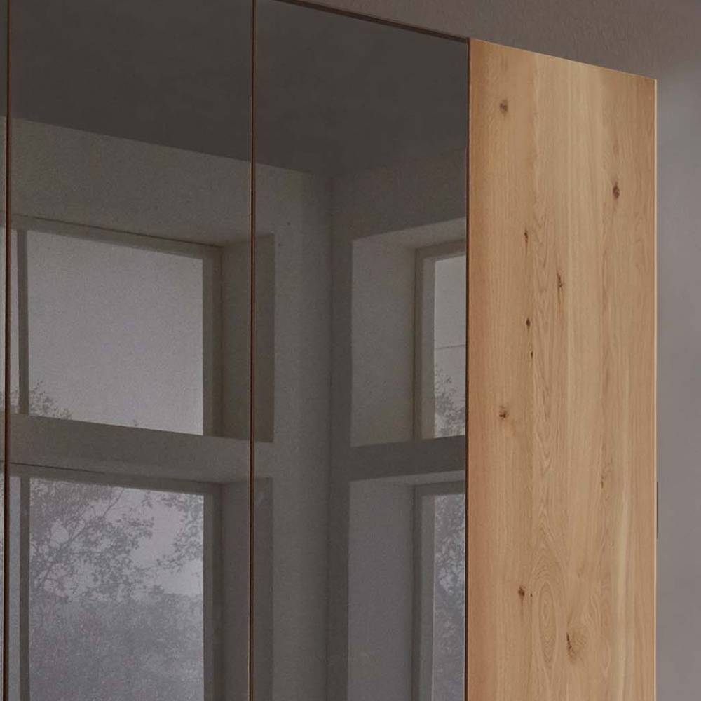 Kleiderschrank 6-türig Merkur in Eiche Bianco und Dunkelbraun