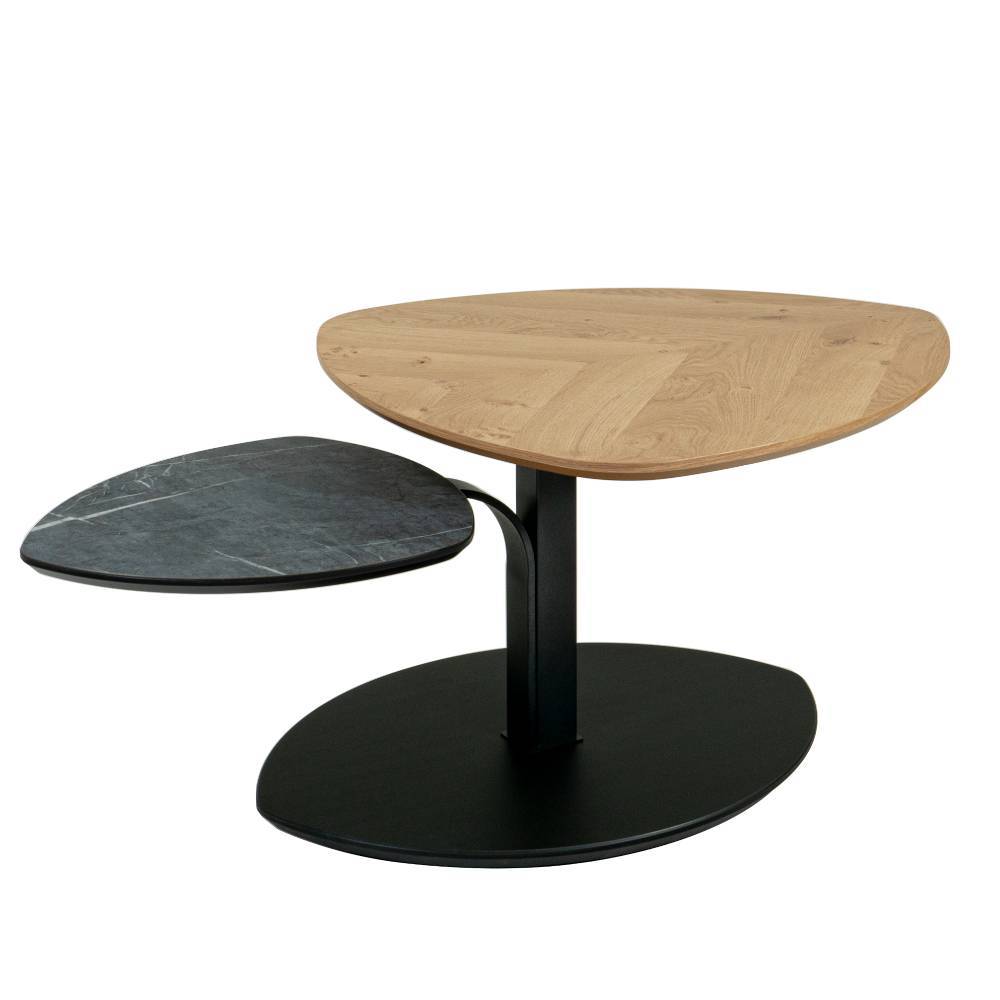 Couchtisch Rangona in Wankelform aus Wildeiche Massivholz