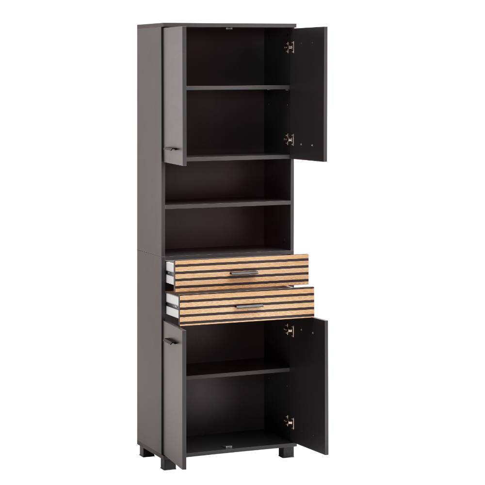 Bad Hochschrank Bennus 181 cm hoch mit Drehtüren