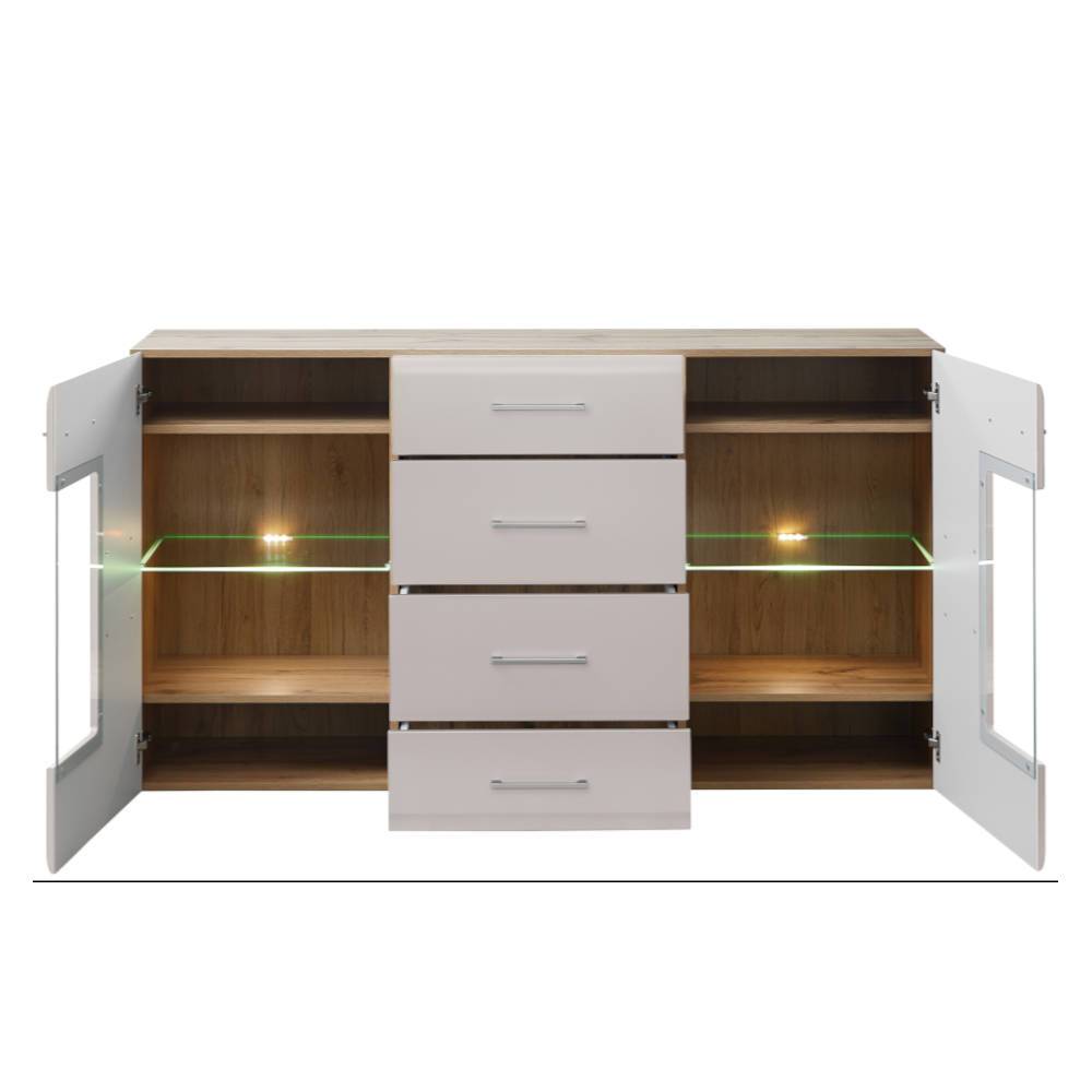 Sideboard Zandravo mit LED Beleuchtung und Hirnholz Applikationen