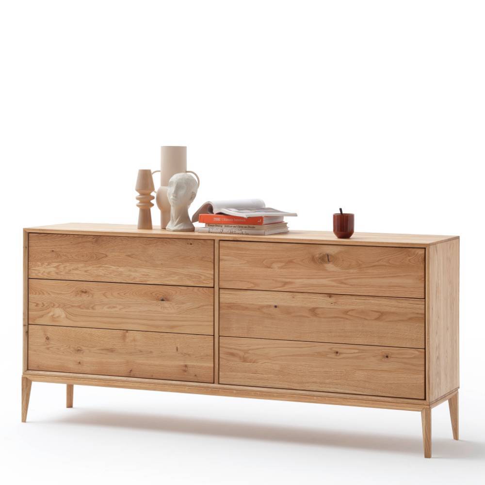 Esszimmersideboard modern Belafoma aus Eiche Massivholz mit sechs Schubladen