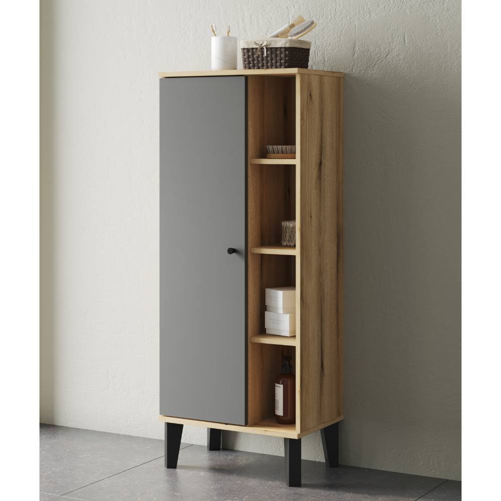 Badezimmer Schrank Pattinos in Grau und Wildeichefarben