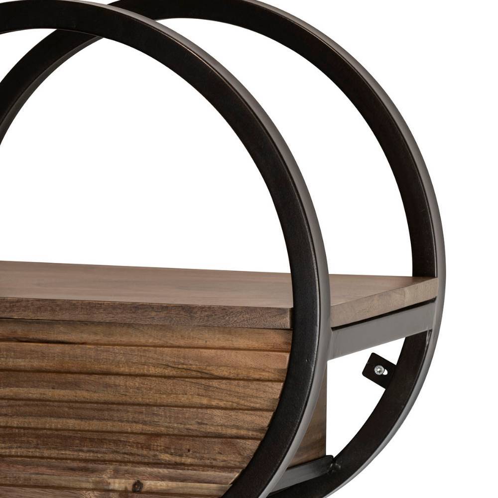 Wandhängeregal German mit einer Schublade und Massivholz Oberfläche