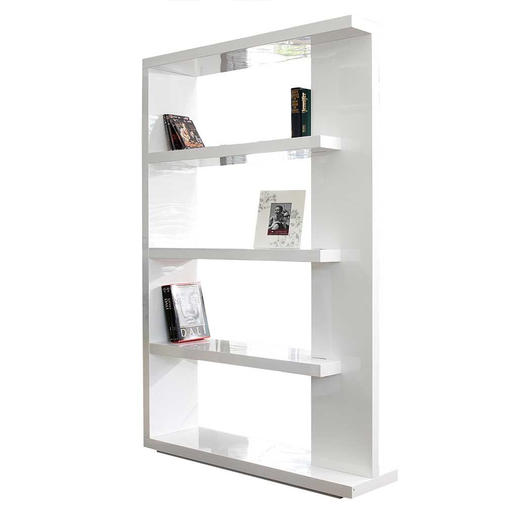Design Bücherregal Gertrica in Weiß Hochglanz 180 cm hoch