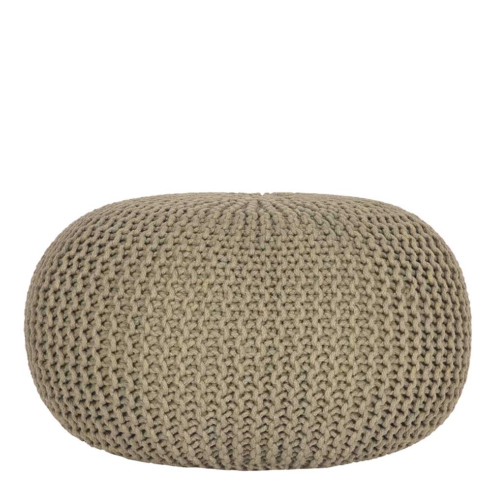 Sitzpouf Wicklow in Khaki Strick im Skandi Design