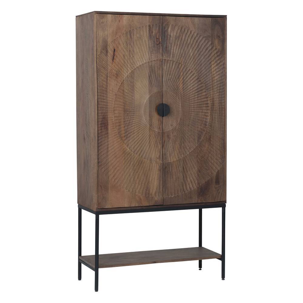 Highboard Ostora aus Mangobaum Massivholz mit Mandala Motiv