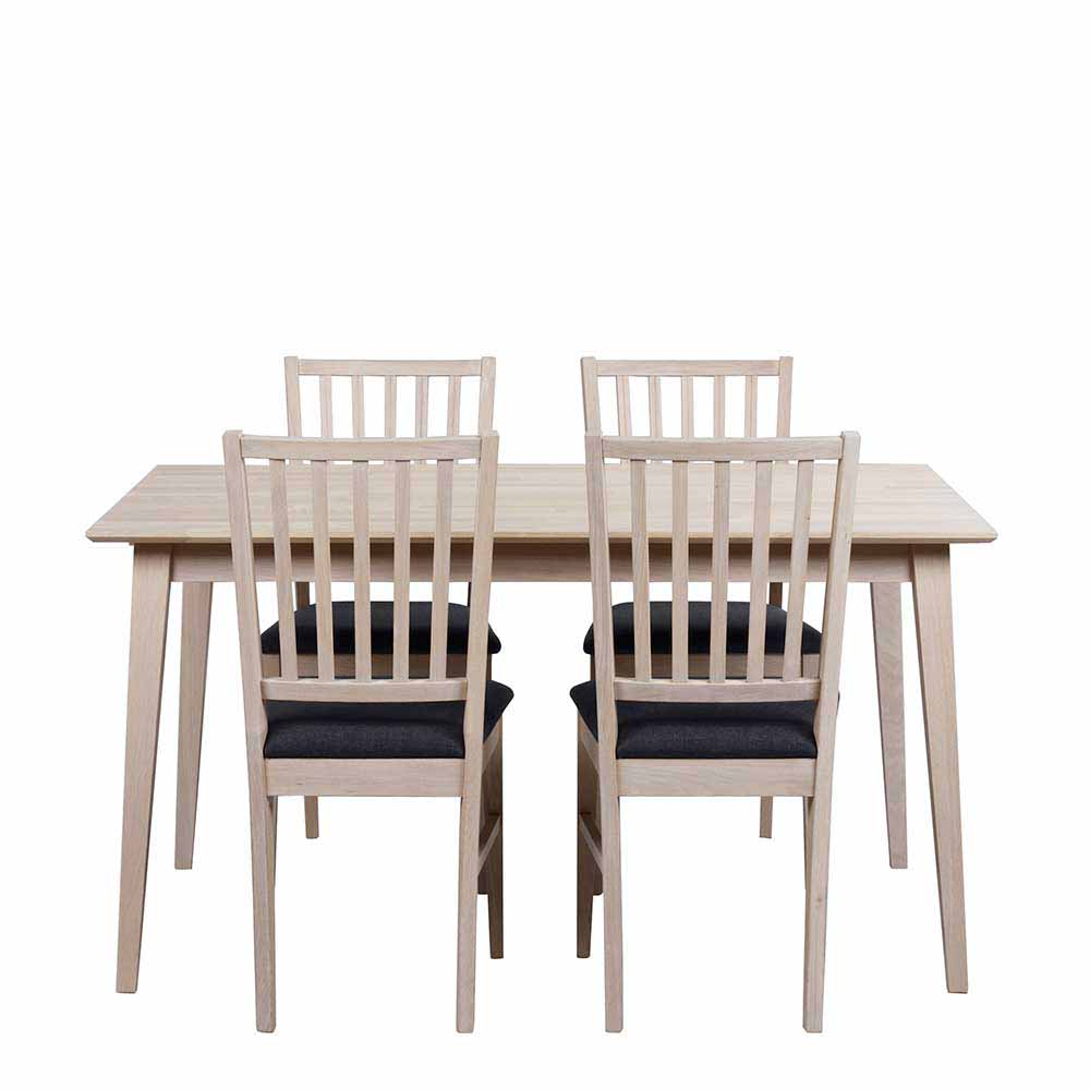 Esszimmer Sitzgruppe Vurian in Eiche White Wash Grau (fünfteilig)