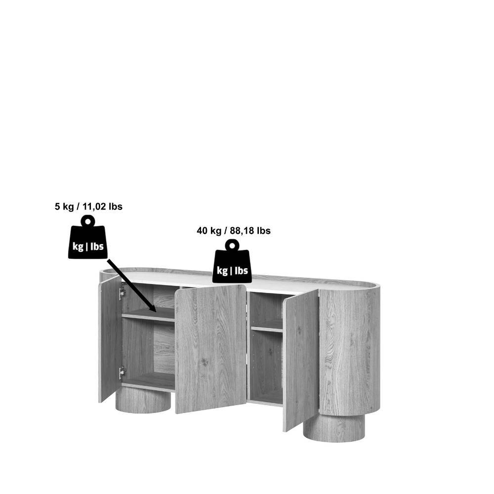 Sideboard Crocetta in ovaler Form - Eichefarben