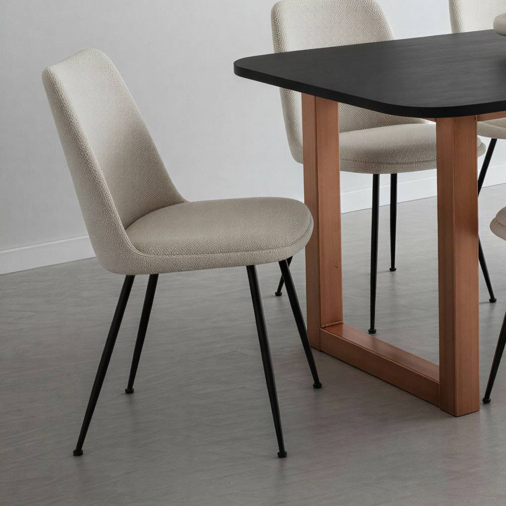 Esszimmerstuhl Corrientes aus Boucle Stoff in modernem Design (2er Set)