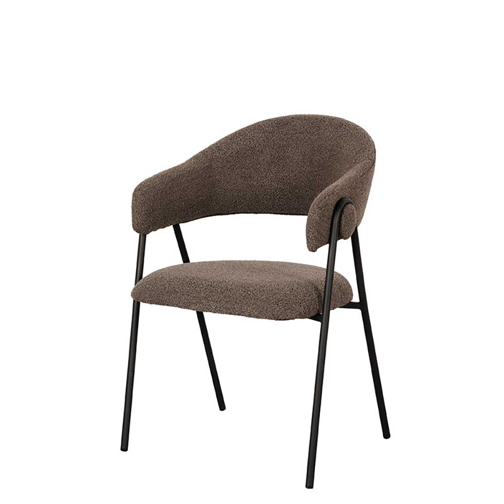 Esszimmerarmlehnstuhl Brianco aus Boucle Stoff in Hellbraun (2er Set)