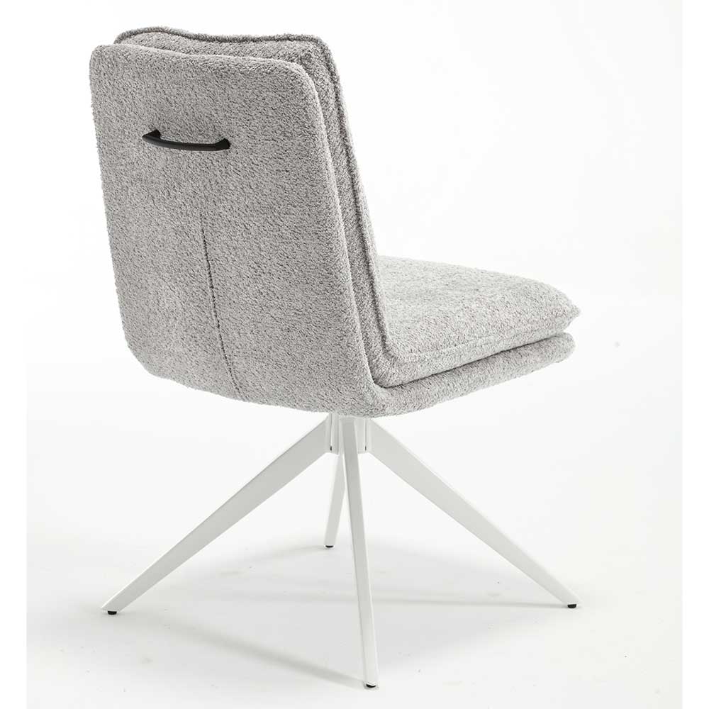 Gepolsterte Stühle Dortina in Grau und Weiß mit Drehgestell aus Metall (2er Set)