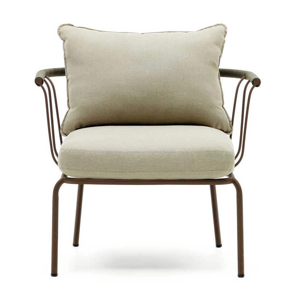 Garten Sessel Meckey in Beige und Braun mit Untergestell aus Metall (2er Set)