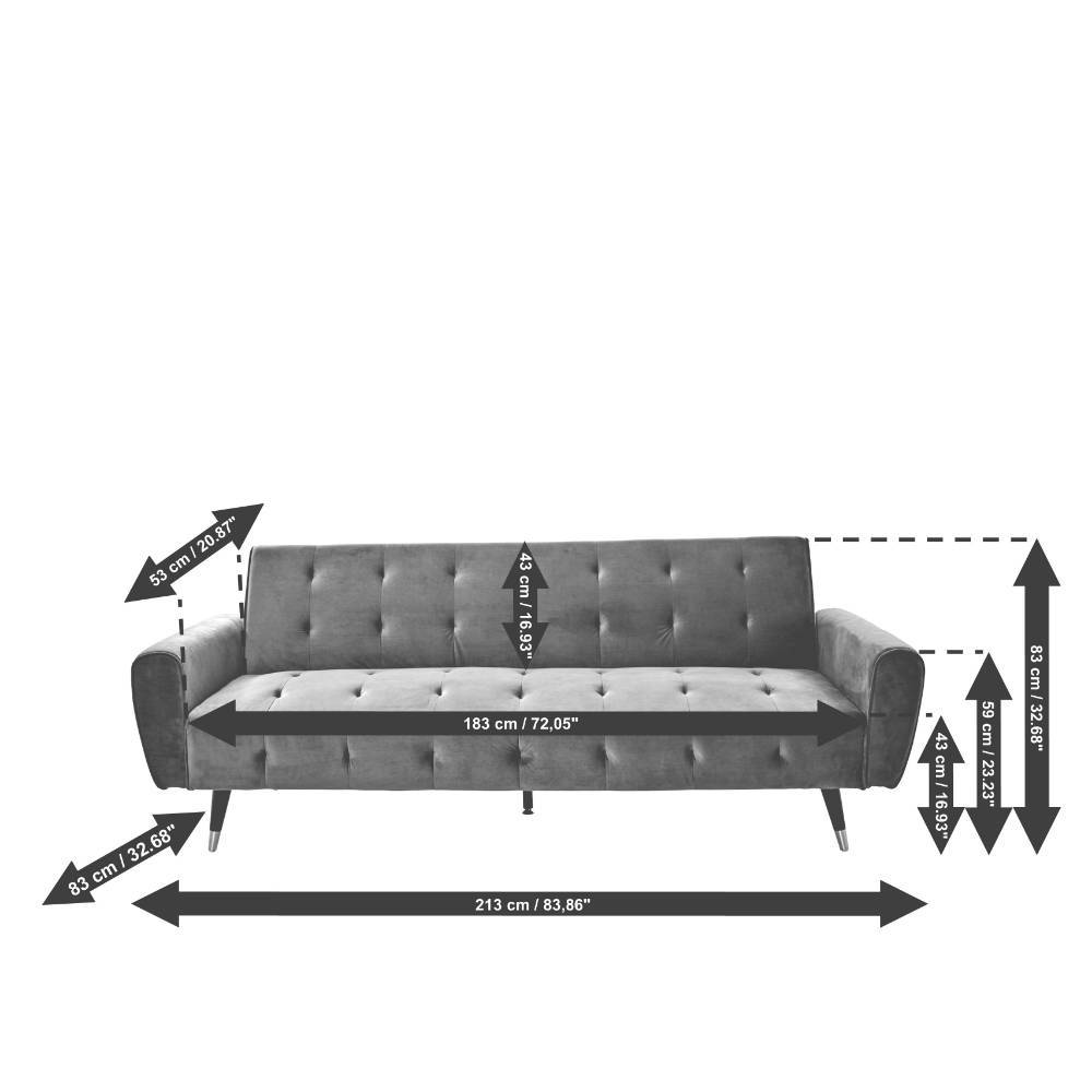 Schlafsofa Lessima in Grau mit aufwendigen Steppungen