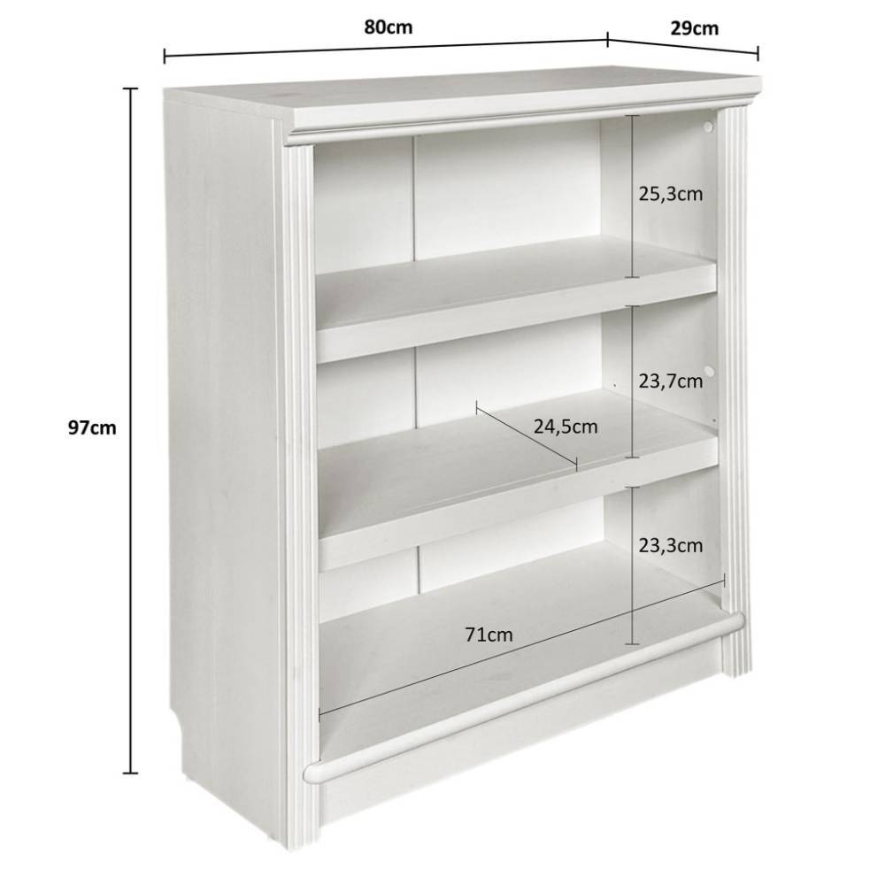 Bücherregal Naguera aus Kiefer Massivholz im Landhausstil