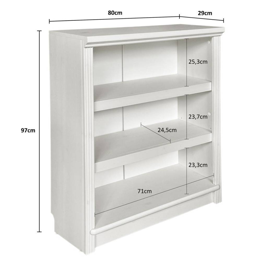 Bücherregal Phil in Cremeweiß im Landhausstil