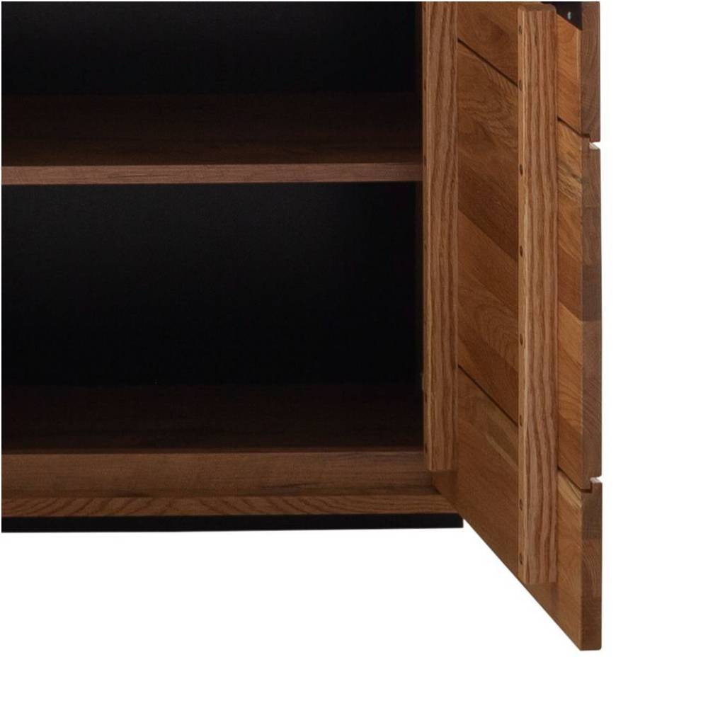 Vitrinenschrank Sisam mit Glastür rechts in Wildeichefarben