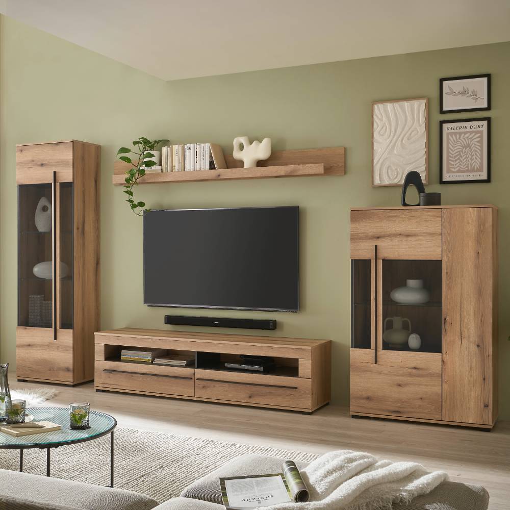 TV Wohnwand Cemutra in modernem Design - Eichefarben (vierteilig)