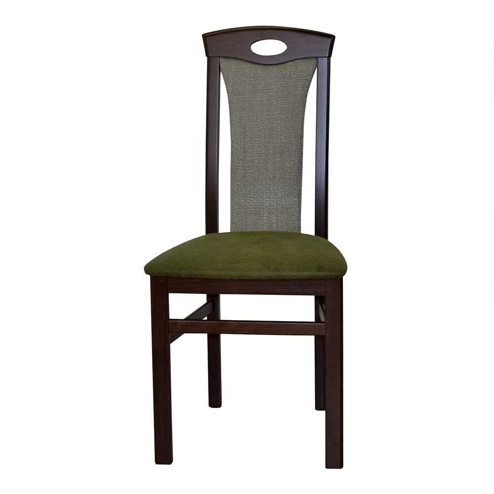 Polster Stühle Valmonda in Nussbaumfarben und Grün (2er Set)