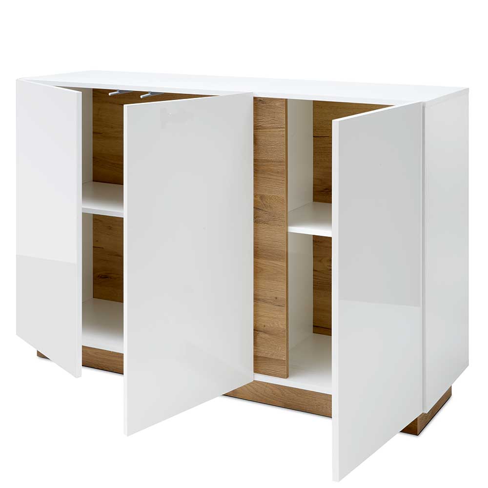 Sideboard Franvos im Skandi Design in Weiß und Wildeichefarben