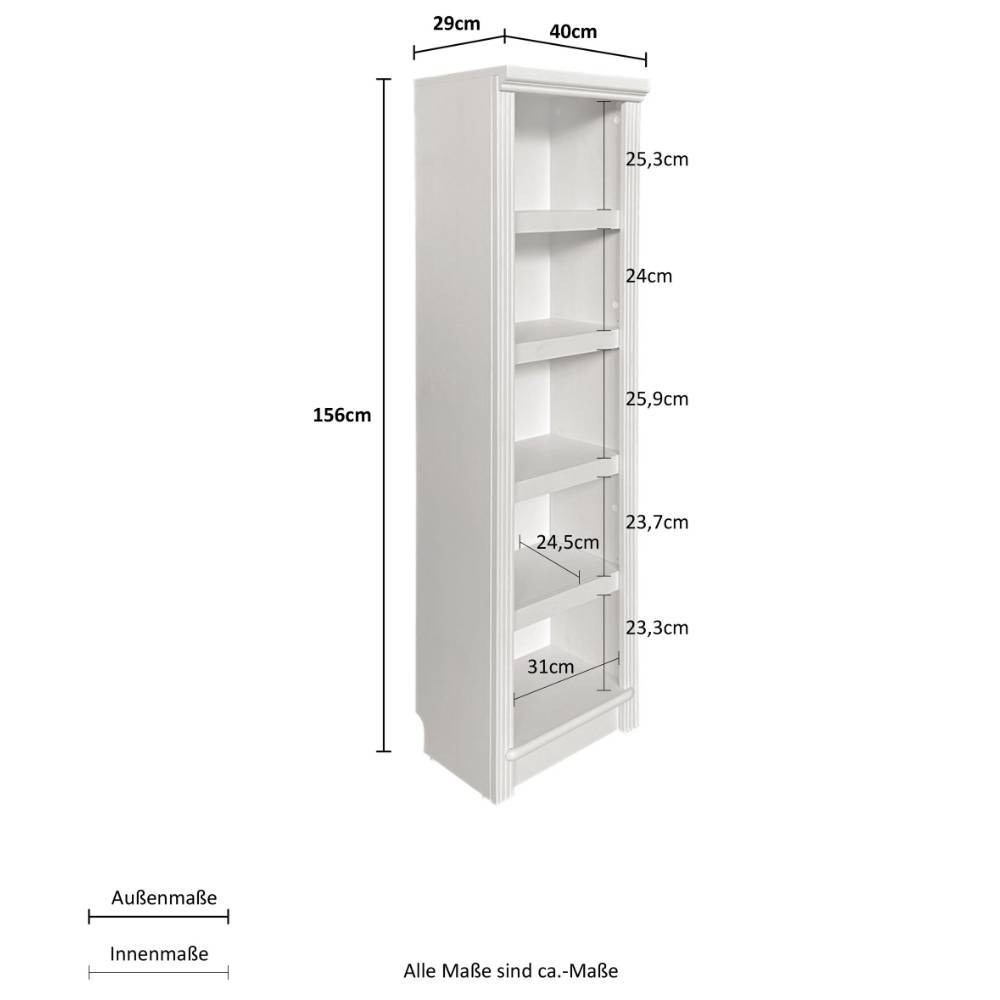 Bücher Regal Naguera aus Kiefer Massivholz in Dunkelbraun