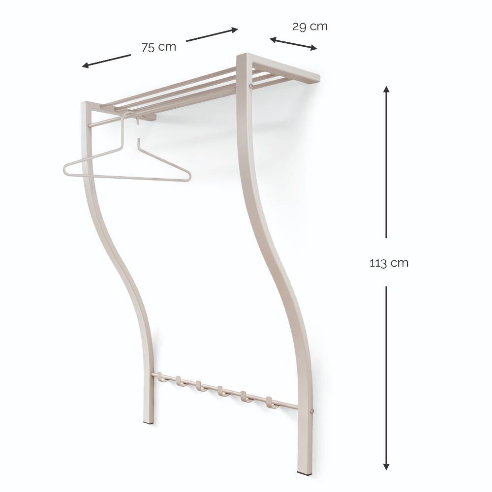 Hängegarderobe Krispa aus Stahl mit Hutablage aus Metall