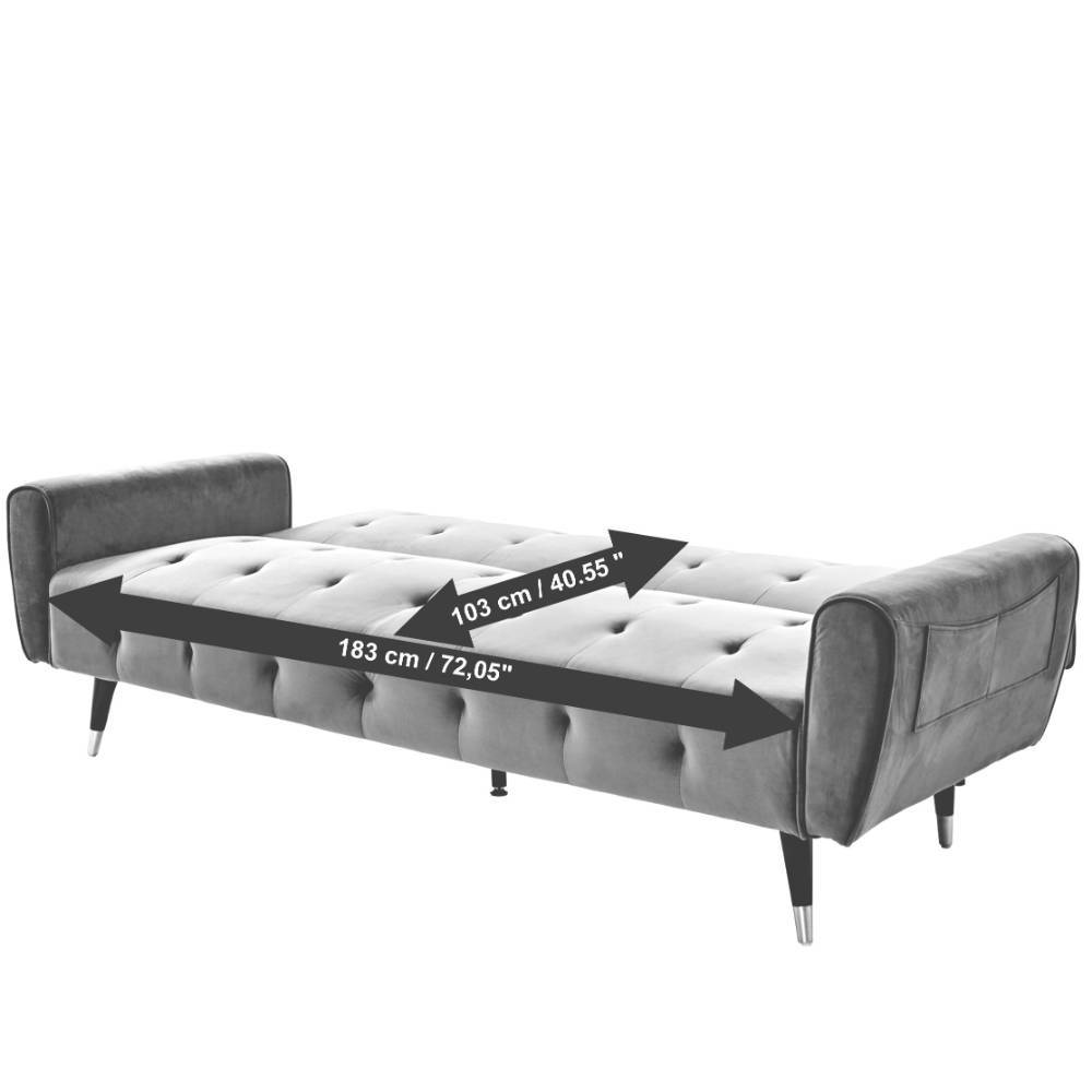 Schlafsofa Lessima in Grau mit aufwendigen Steppungen