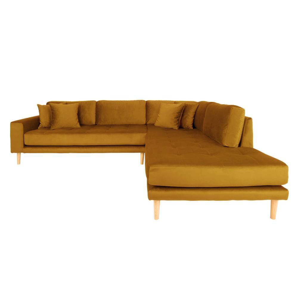Ecksofa Cynthia in Senfgelb aus Samt
