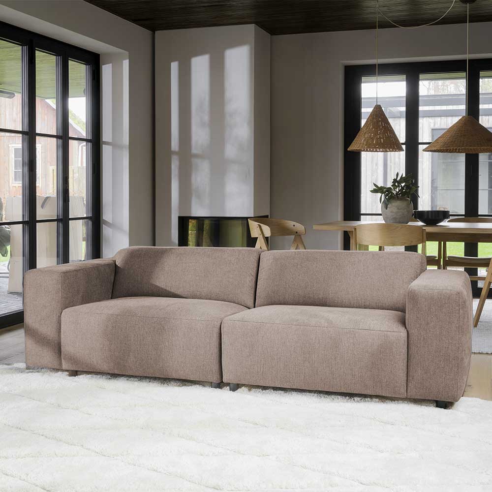 Dreisitzer Couch Beige Manaos in modernem Design 236 cm breit