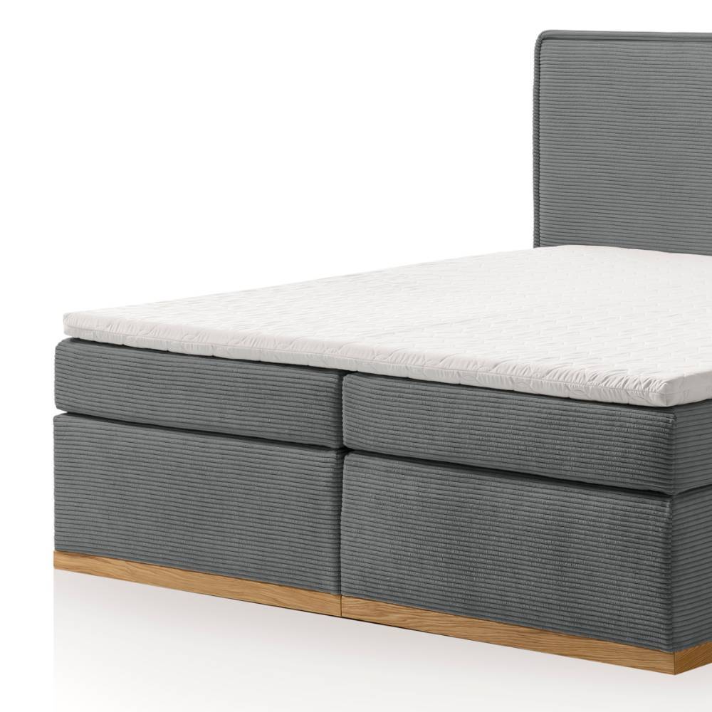 Boxspring Bett Frisata aus Breitcord in Anthrazit