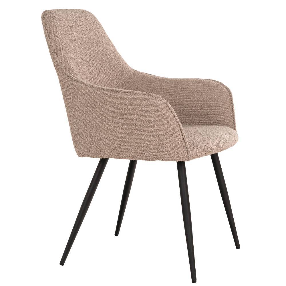 Polsterstuhl Esszimmer Lucevra in Beige aus Boucle (2er Set)