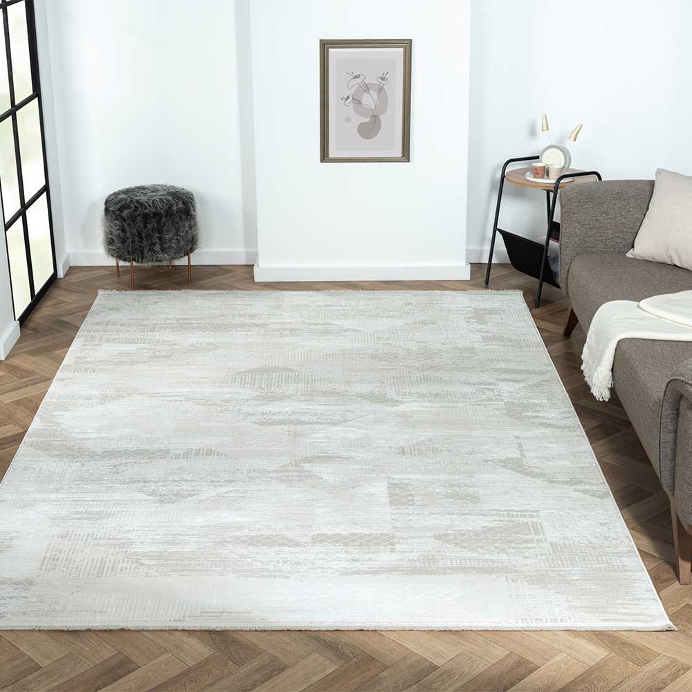 Heller Teppich Rechteck Ipsum in Cremefarben & Beige Kurzflor