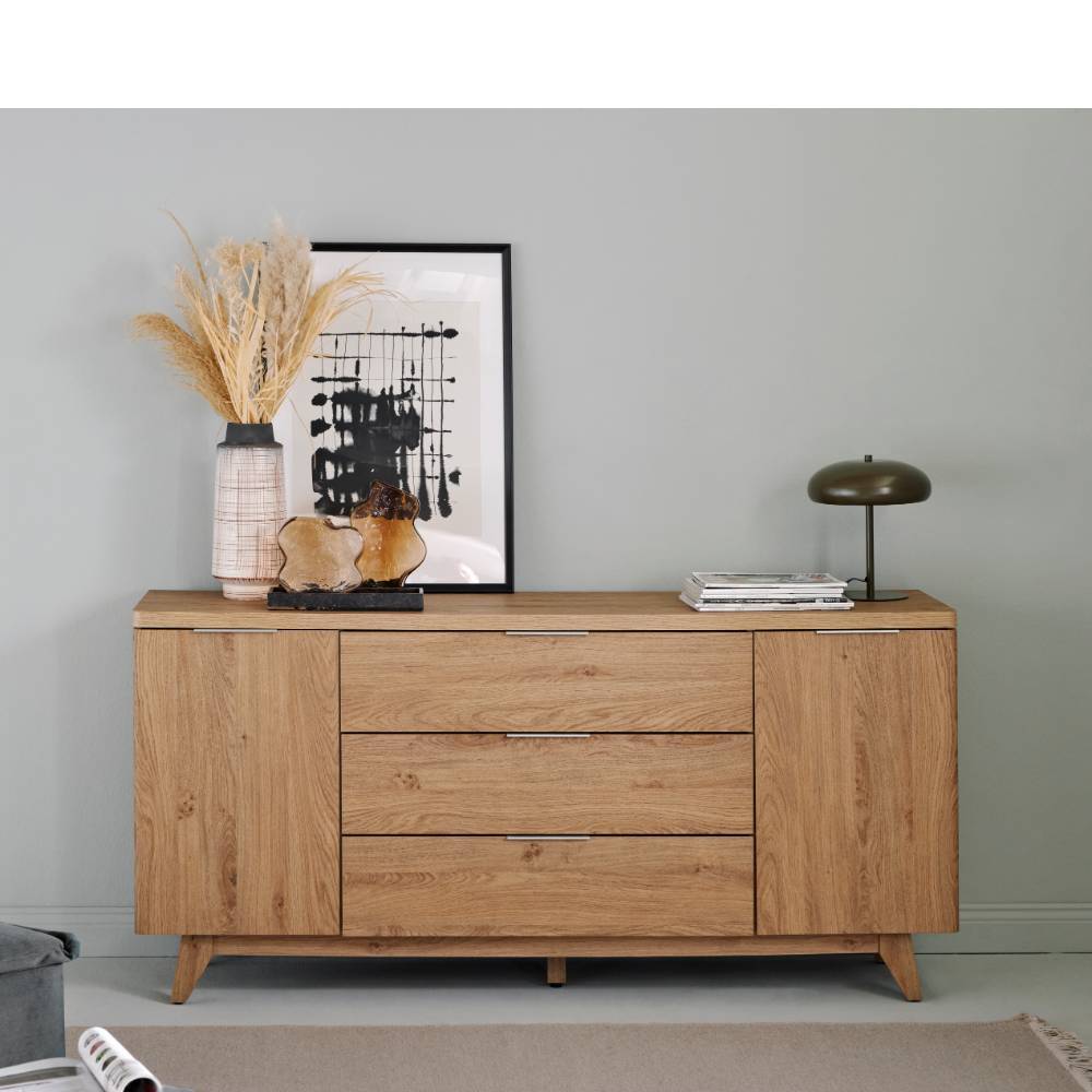 Esszimmersideboard Satos mit drei Schubladen und Drehtüren