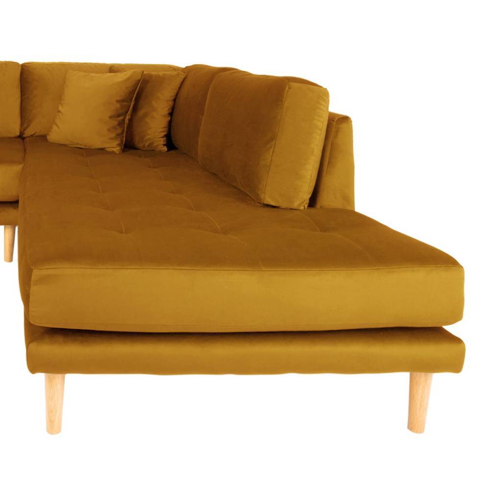 Ecksofa Cynthia in Senfgelb aus Samt