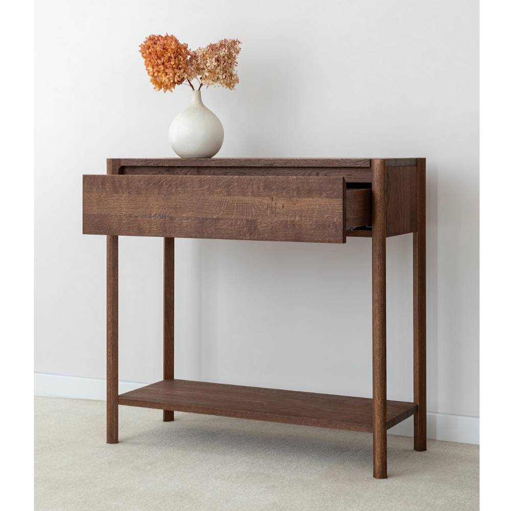 Eiche Massivholz Konsolentisch Sona braun geölt 28 cm tief