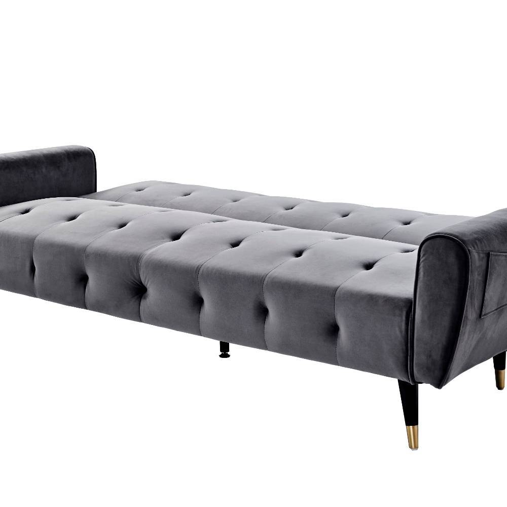 Schlafsofa Lessima in Grau mit aufwendigen Steppungen