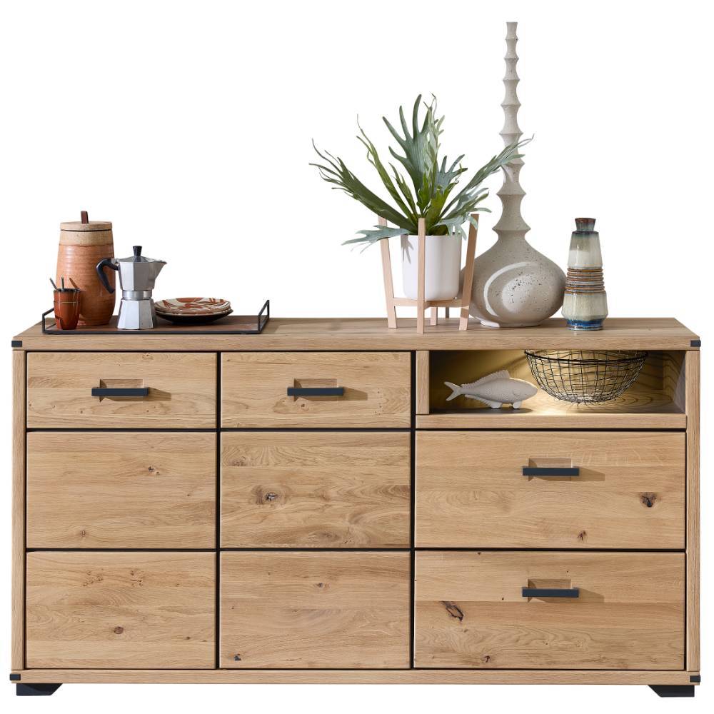 Sideboard Tablonero in Wildeichefarben mit LED Beleuchtung