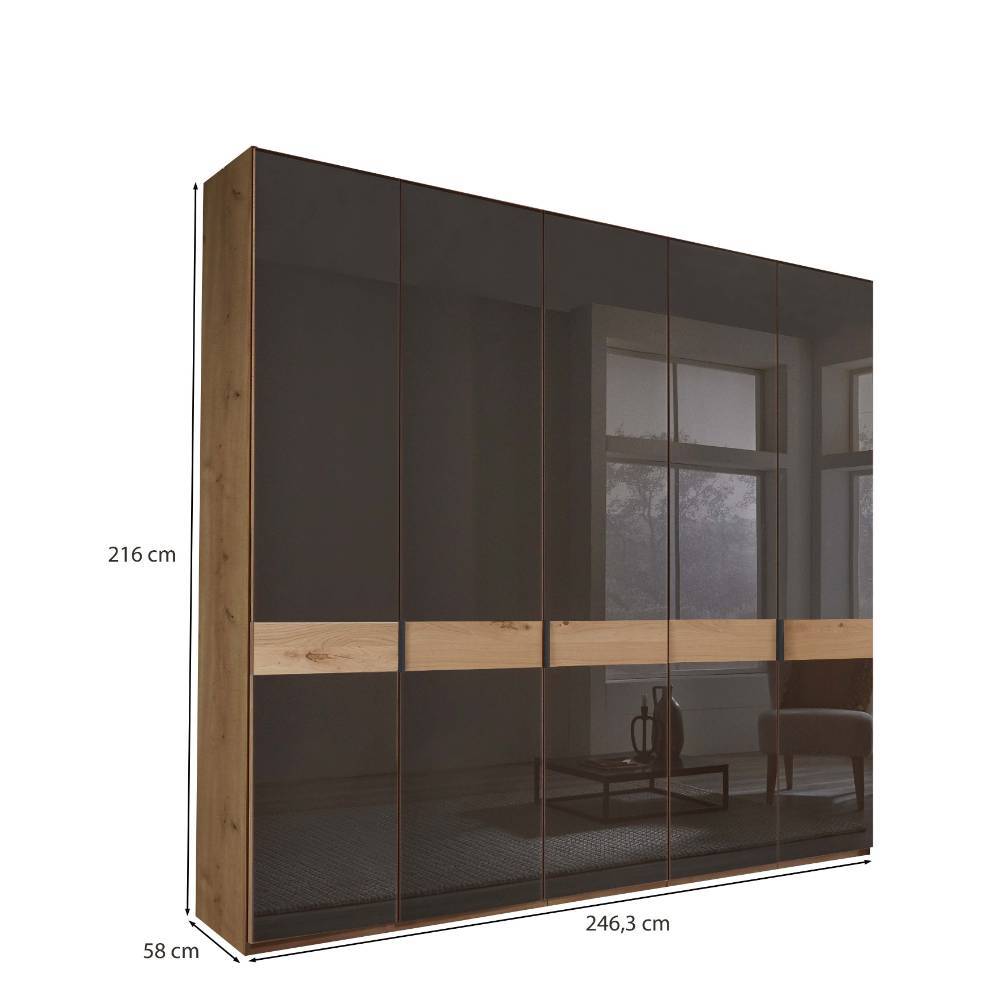 Drehtürschrank Merkur in modernem Design mit drei festen Kleiderstangen