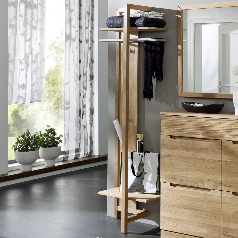 Flurgarderobe Emrada aus Wildeiche Massivholz 60 cm breit
