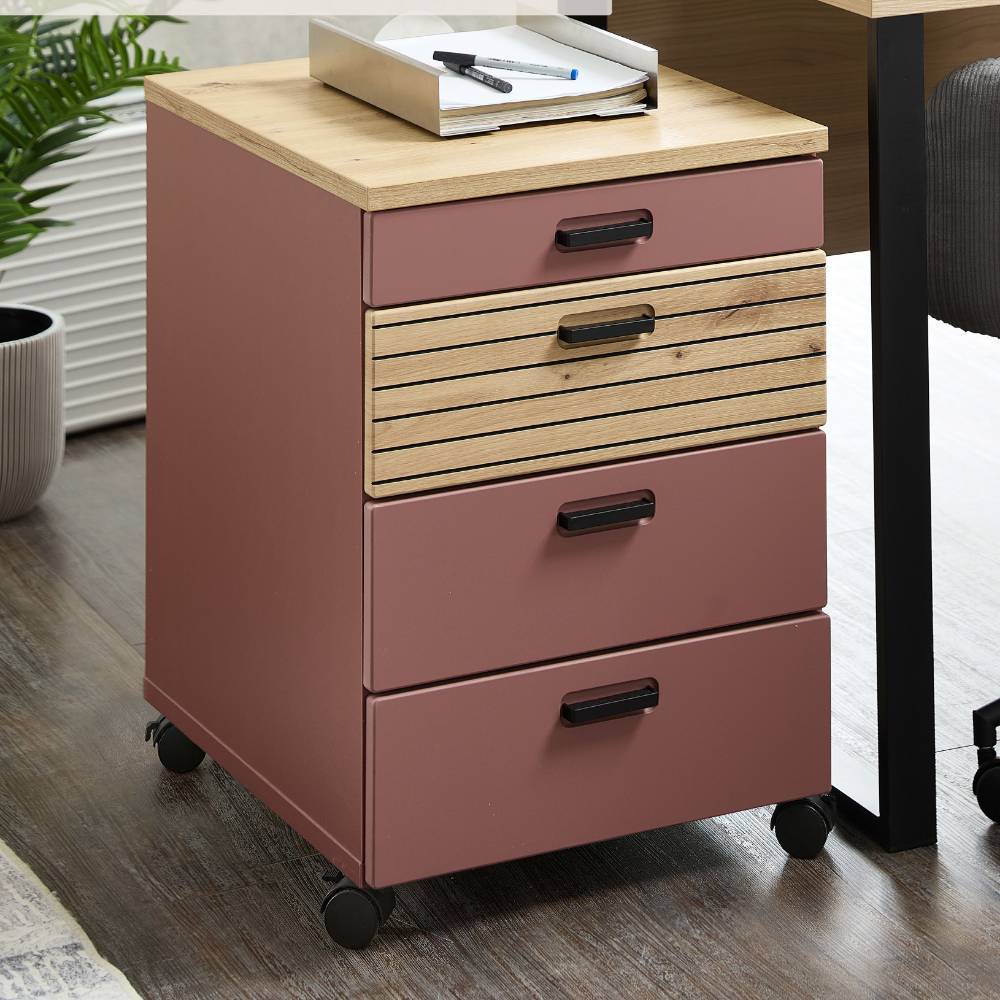 Schreibtisch Container Oyal in Altrosa 66 cm hoch