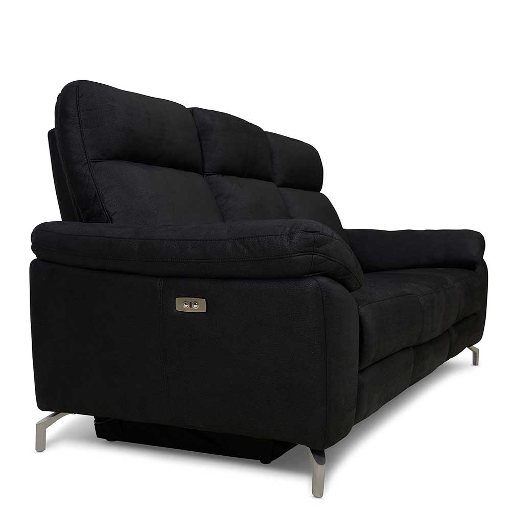 3er Sofa Emonila in Schwarz mit Relaxfunktion