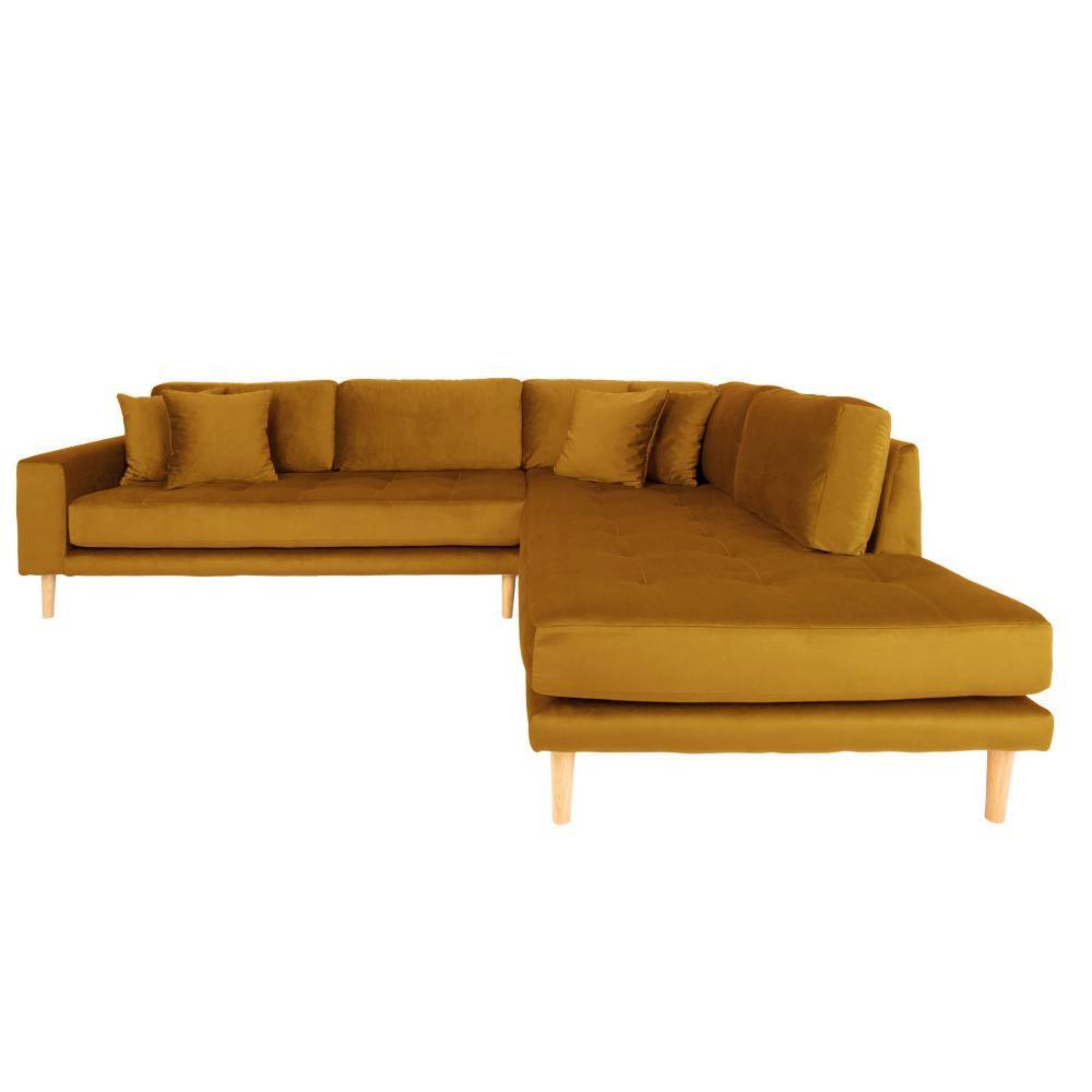 Ecksofa Cynthia in Senfgelb aus Samt
