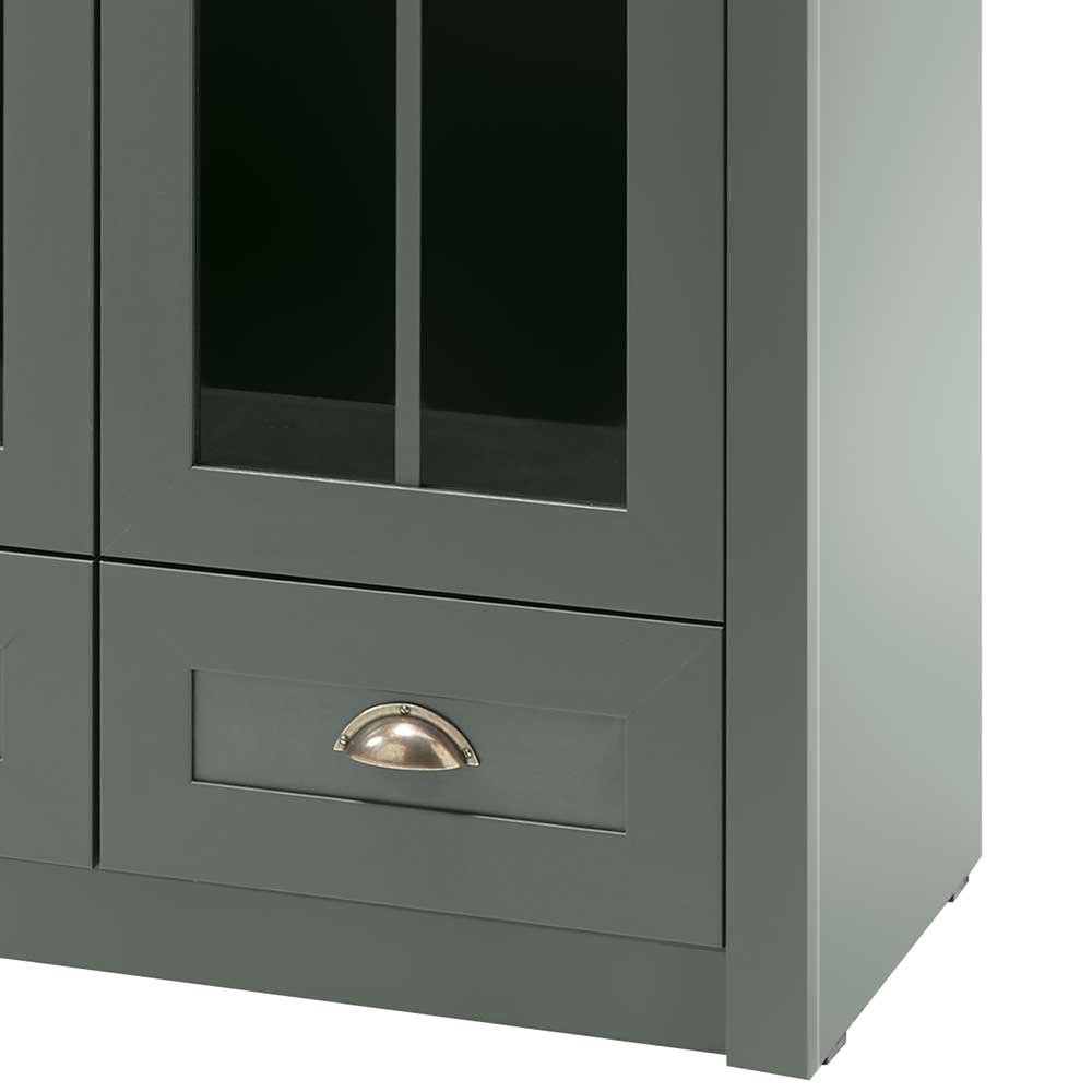 Wohnzimmervitrine Clujia in Dunkelgrün 90 cm breit