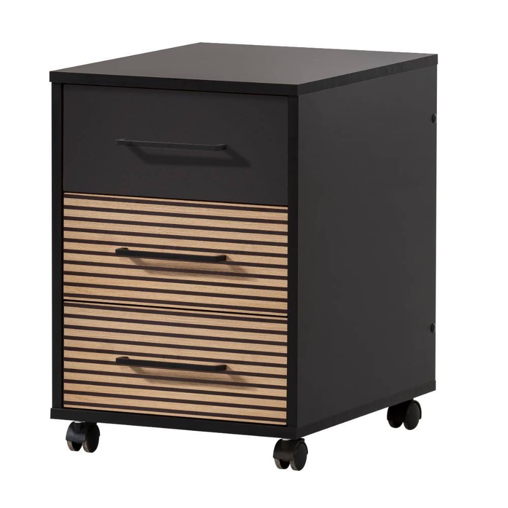Rollcontainer Snowball mit drei Schubladen in Schwarz matt