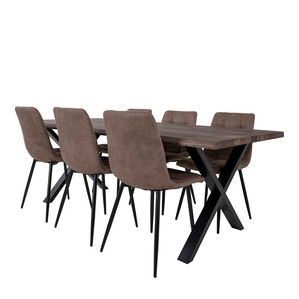 Loft Design Essgruppe Travolca mit 2 Meter Tisch und 6 Stühlen (siebenteilig)