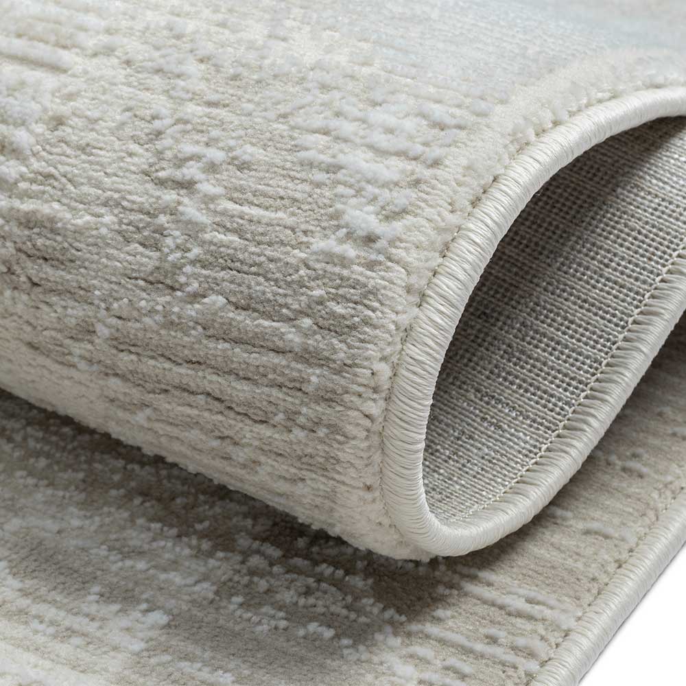 Kurzflor Teppich Ostora in Cremefarben und Beige rechteckig