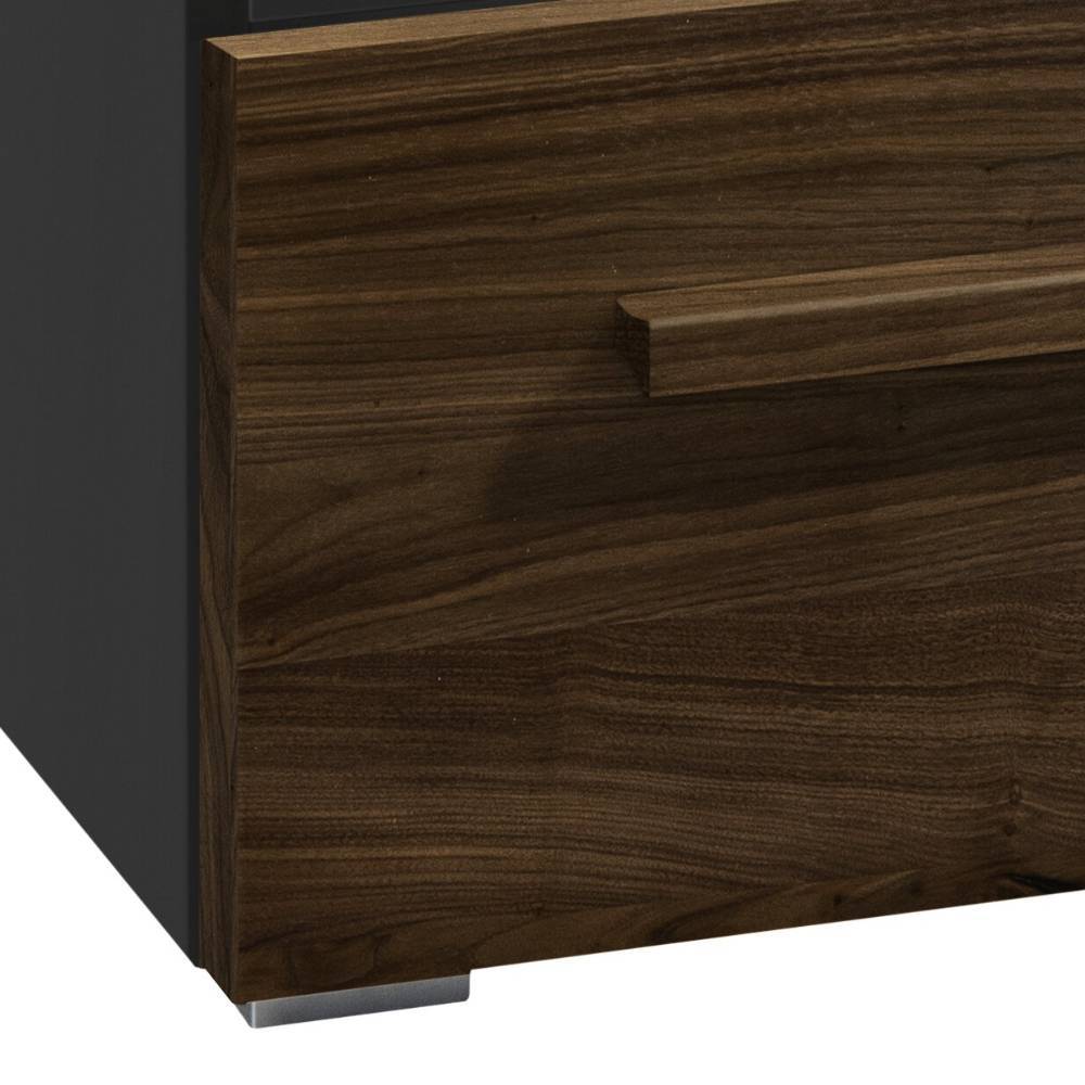 Kommode Blax in Anthrazit und Nussbaumfarben
