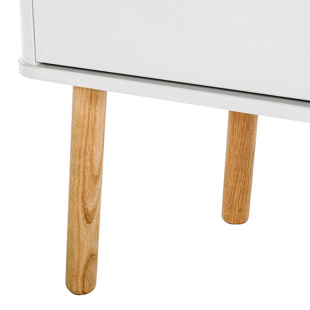 Schrank Vitrine Masuyo im Skandi Design in Eichefarben und Weiß