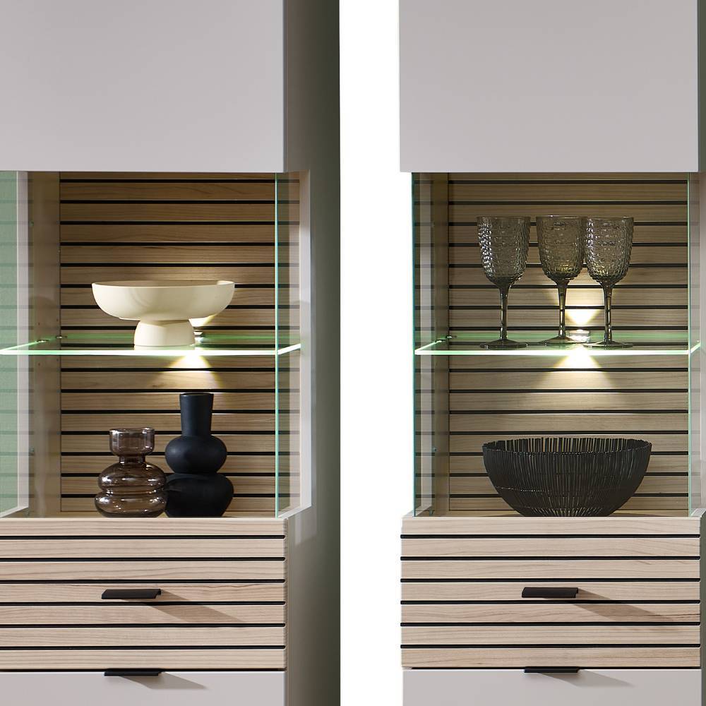Wohnwand Jasefiana in modernem Design mit LED Beleuchtung (fünfteilig)