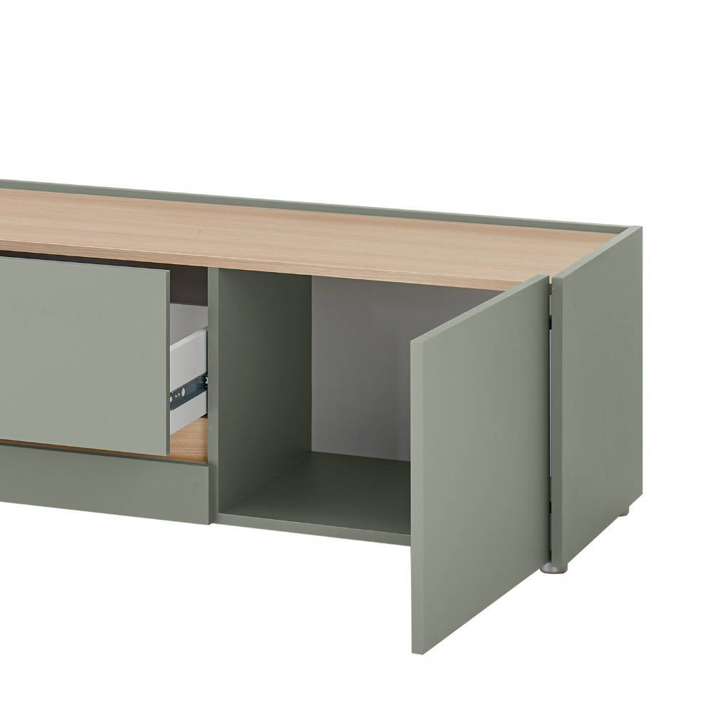 Design Wohnwand Ulfava in Graugrün und Eichefarben (vierteilig)